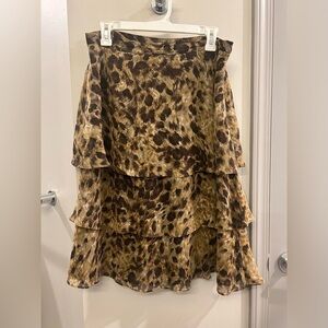 Focus By Shani Y2K Animal Print Skirt Tiered 14 Brown Tan